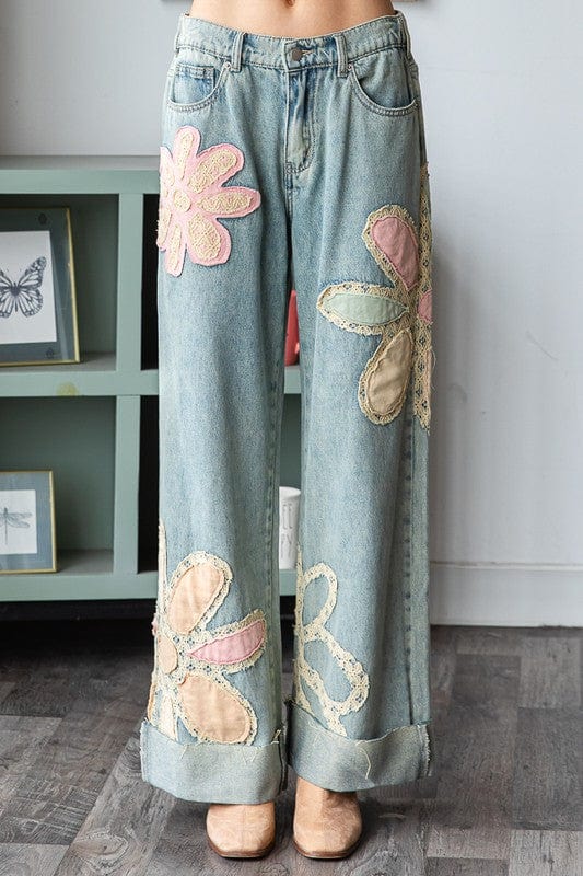 Oli & Hali Patch Flower Jeans!! Bottoms Oli&Hali Oli & Hali Patch Flower Jeans!!