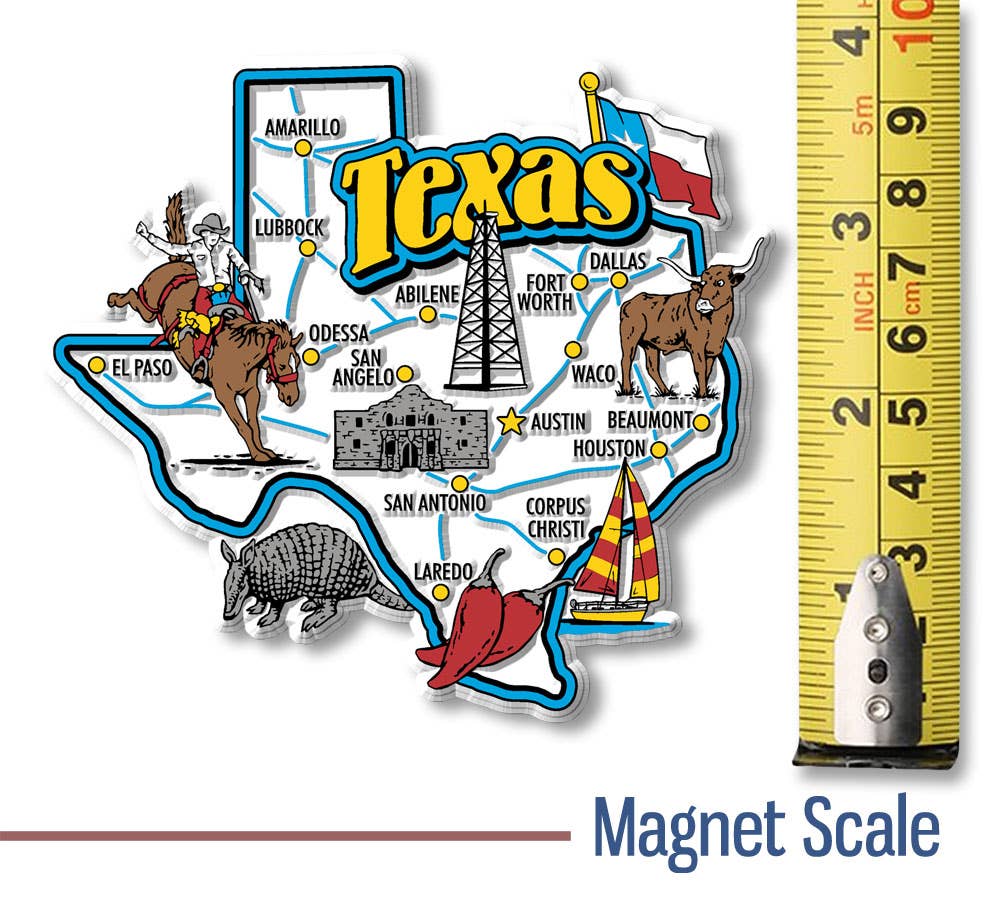Texas Jumbo State Magnet, Made in USA 7 Star Texas Jumbo State Magnet, Made in USA