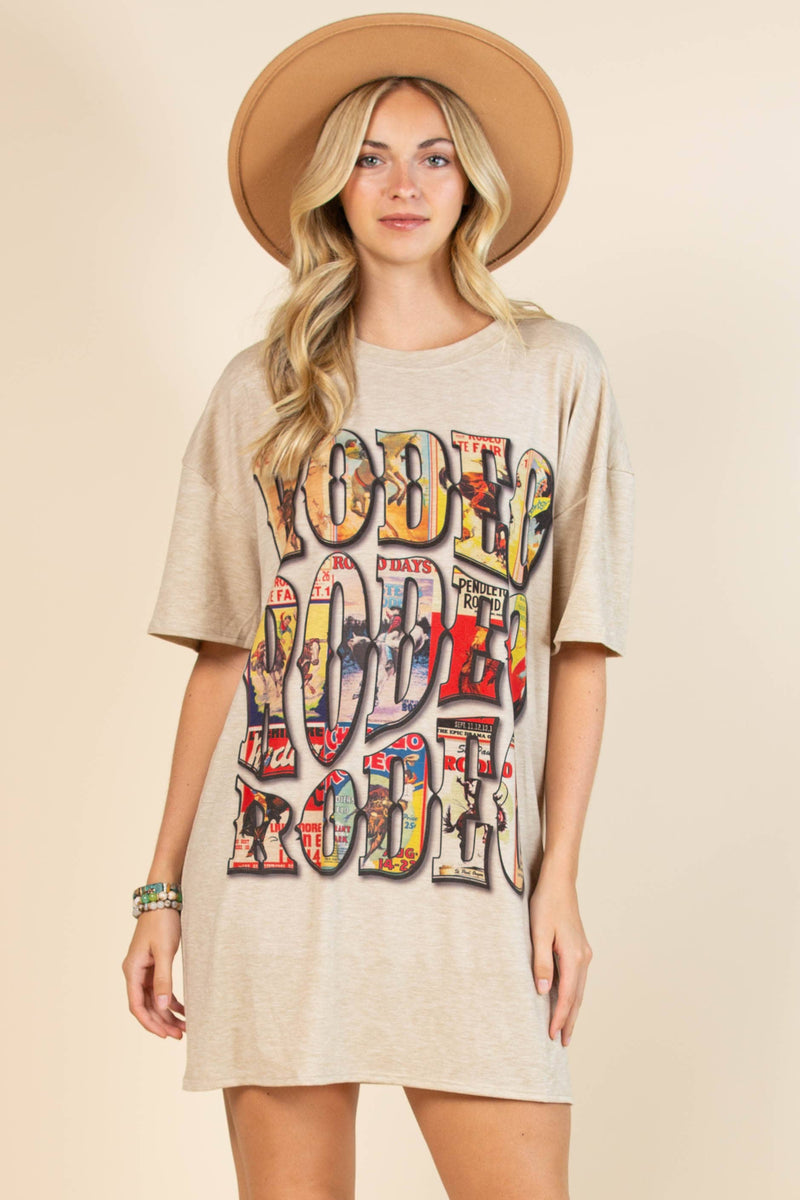 AV1202-ELYSE VINTAGE WESTERN RODEO GRAPHIC T-SHIRT DRESS Apparel & Accessories Avery AV1202-ELYSE VINTAGE WESTERN RODEO GRAPHIC T-SHIRT DRESS