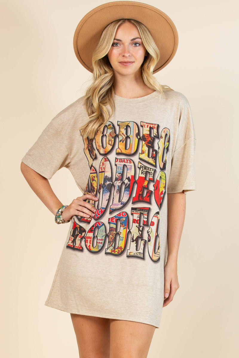 AV1202-ELYSE VINTAGE WESTERN RODEO GRAPHIC T-SHIRT DRESS Apparel & Accessories Avery AV1202-ELYSE VINTAGE WESTERN RODEO GRAPHIC T-SHIRT DRESS