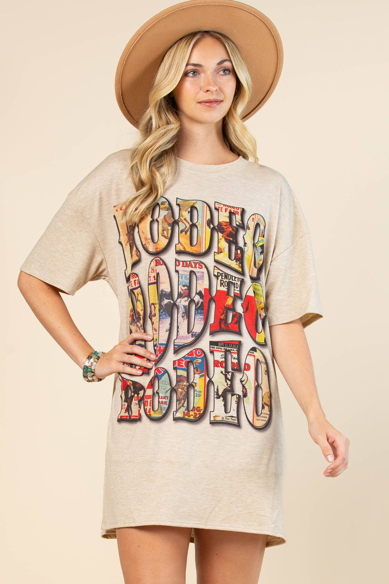AV1202-ELYSE VINTAGE WESTERN RODEO GRAPHIC T-SHIRT DRESS Apparel & Accessories Avery AV1202-ELYSE VINTAGE WESTERN RODEO GRAPHIC T-SHIRT DRESS
