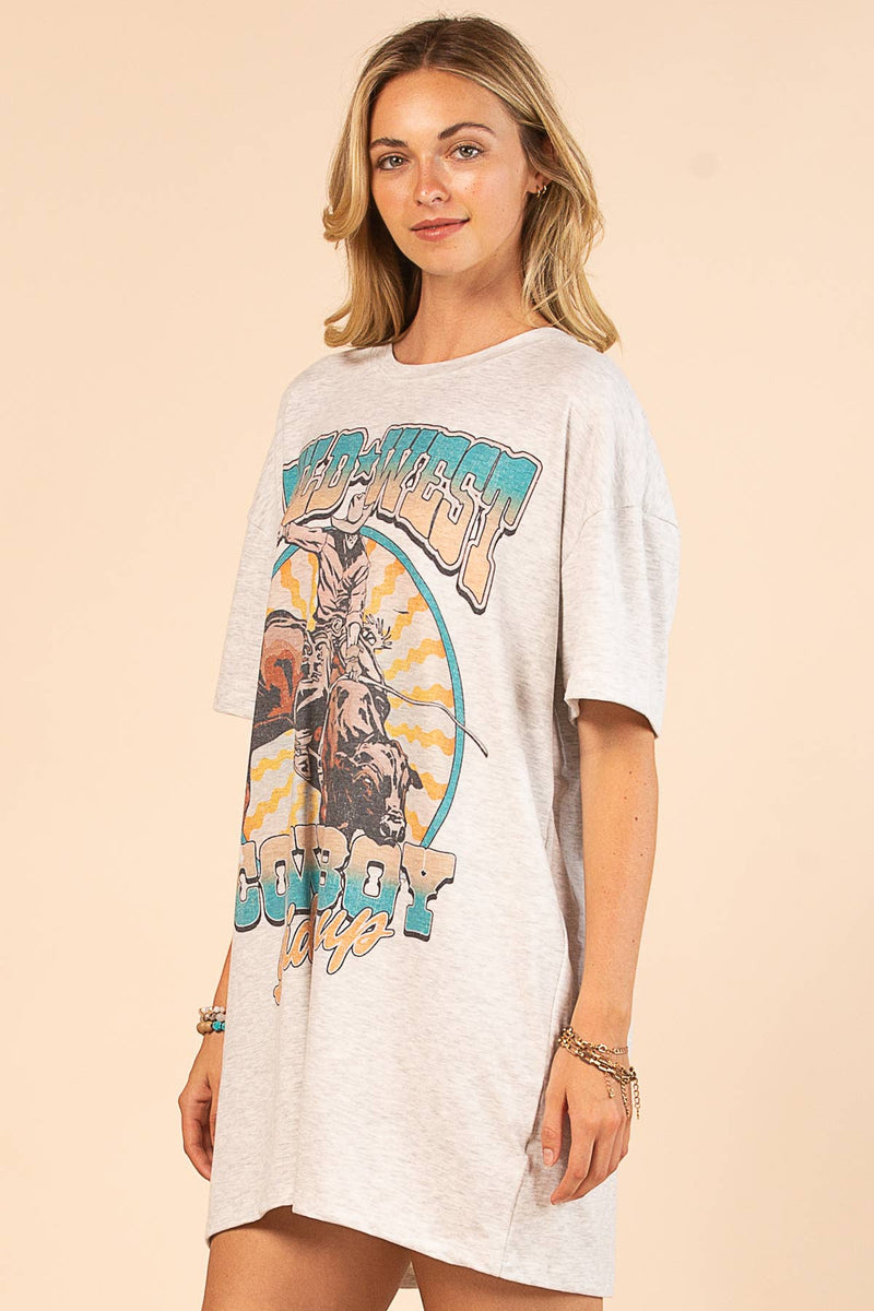 AV1202-JODIE COSMIC GRAPHIC T-SHIRT DRESS Apparel & Accessories Avery AV1202-JODIE COSMIC GRAPHIC T-SHIRT DRESS
