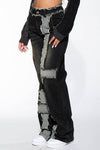 BLACK WASHED CONTRAST FRAYED HEM DENIM JEANS Rehab Lab BLACK WASHED CONTRAST FRAYED HEM DENIM JEANS