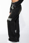 BLACK WASHED CONTRAST FRAYED HEM DENIM JEANS Rehab Lab BLACK WASHED CONTRAST FRAYED HEM DENIM JEANS