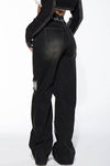 BLACK WASHED CONTRAST FRAYED HEM DENIM JEANS Rehab Lab BLACK WASHED CONTRAST FRAYED HEM DENIM JEANS