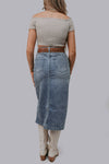 Concert Perfect Horse Shoe cut out Denim Skirt Bottoms Merigold Kiss Concert Perfect Horse Shoe cut out Denim Skirt
