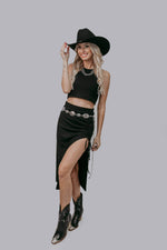 Get Concert Vibes in this Tank Top and Skirt Set! New Arrivals Merigold Kiss S / Black Get Concert Vibes in this Tank Top and Skirt Set!