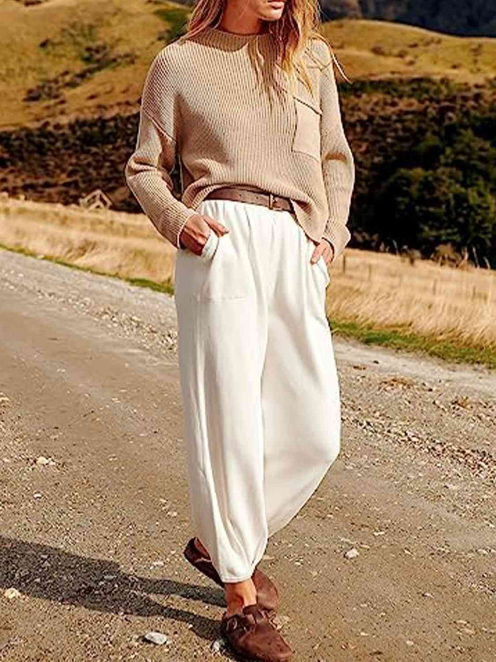 Knit Top and Joggers Set Top Trendsi Dust Storm / S
