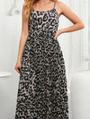 Leopard Print Spaghetti Strap Pleated Dress Dress Trendsi