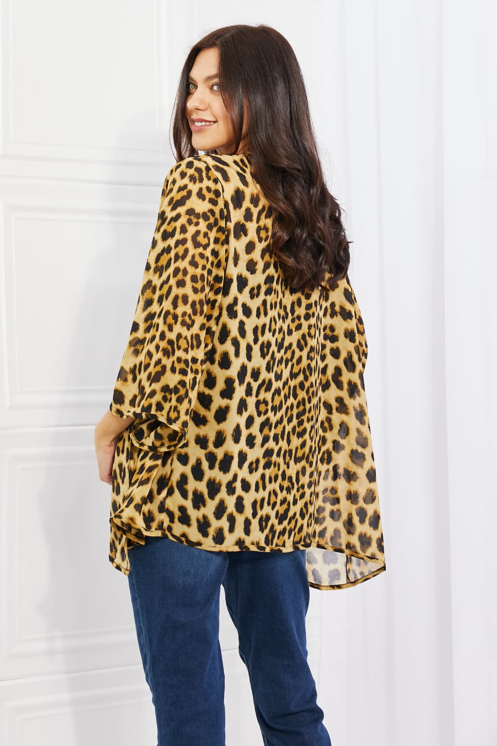 Melody Wild Muse Full Size Animal Print Kimono in Brown Jacket Trendsi