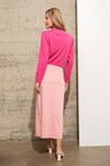 Rhinestone Studded Stripe Midi Denim Skirt Bottoms Blue B Rhinestone Studded Stripe Midi Denim Skirt