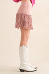 suede Star Silver Studded Tiered Fringe Mini Skirt Bottoms Blue B M / Pink suede Star Silver Studded Tiered Fringe Mini Skirt