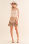 suede Star Silver Studded Tiered Fringe Mini Skirt Bottoms Blue B suede Star Silver Studded Tiered Fringe Mini Skirt