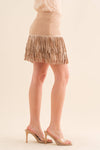 suede Star Silver Studded Tiered Fringe Mini Skirt Bottoms Blue B suede Star Silver Studded Tiered Fringe Mini Skirt
