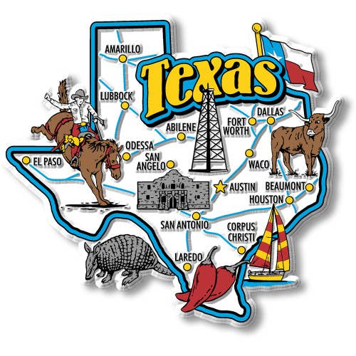 Texas Jumbo State Magnet, Made in USA 7 Star Texas Jumbo State Magnet, Made in USA